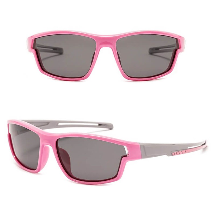Dziecięce 5-9 lat gumowe okulary przeciwsłoneczne polaryzacyjne POL-JR-62D róż/szary