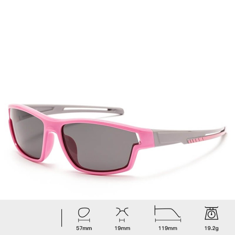 Dziecięce 5-9 lat gumowe okulary przeciwsłoneczne polaryzacyjne POL-JR-62D róż/szary