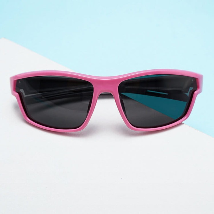 Dziecięce 5-9 lat gumowe okulary przeciwsłoneczne polaryzacyjne POL-JR-62D róż/szary