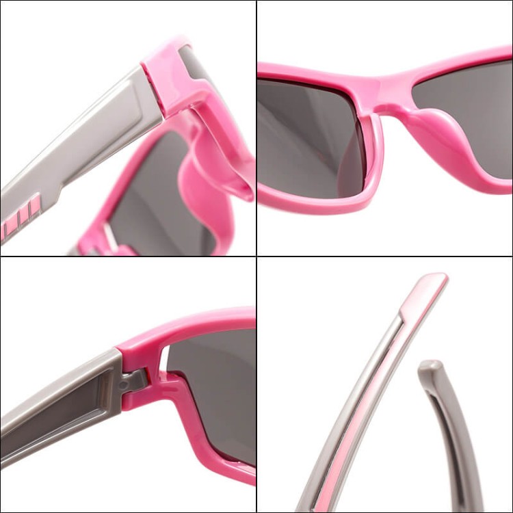 Dziecięce 5-9 lat gumowe okulary przeciwsłoneczne polaryzacyjne POL-JR-62E biały/czarny