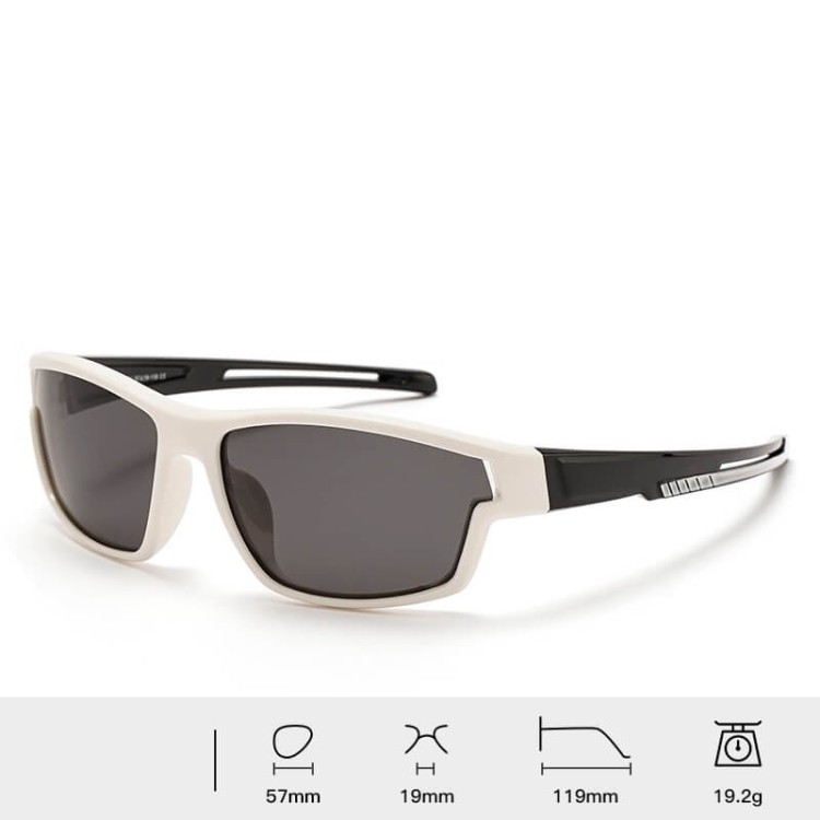 Dziecięce 5-9 lat gumowe okulary przeciwsłoneczne polaryzacyjne POL-JR-62E biały/czarny