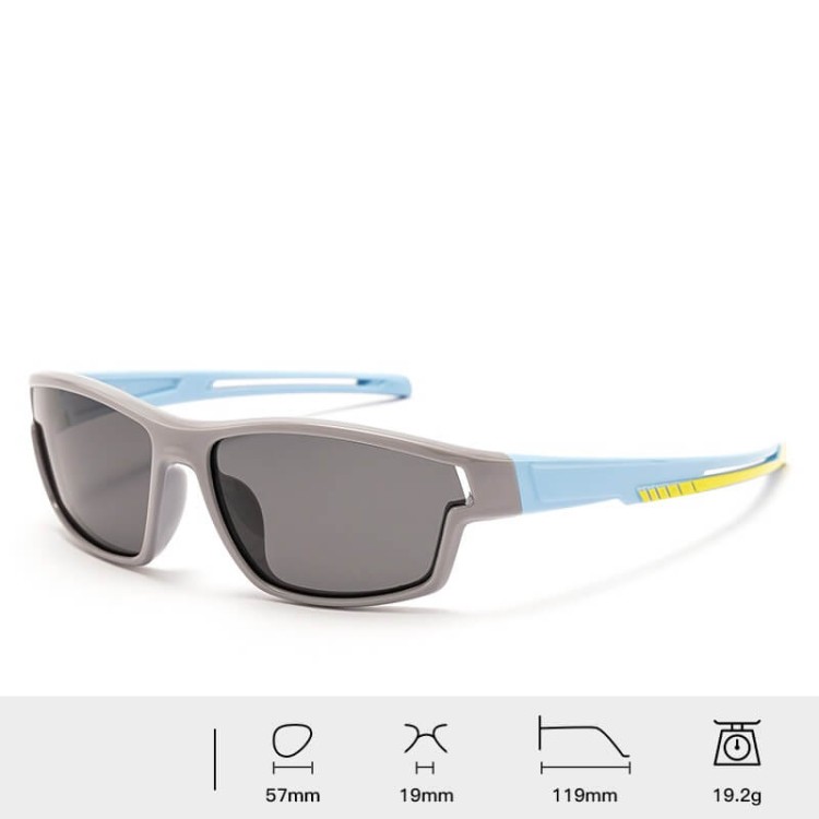 Dziecięce 5-9 lat gumowe okulary przeciwsłoneczne polaryzacyjne POL-JR-62F szary/błękit