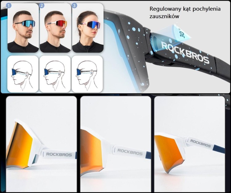 Okulary rowerowe przeciwsłoneczne z polaryzacją ROCKBROS SP297-WHITE ze skazą