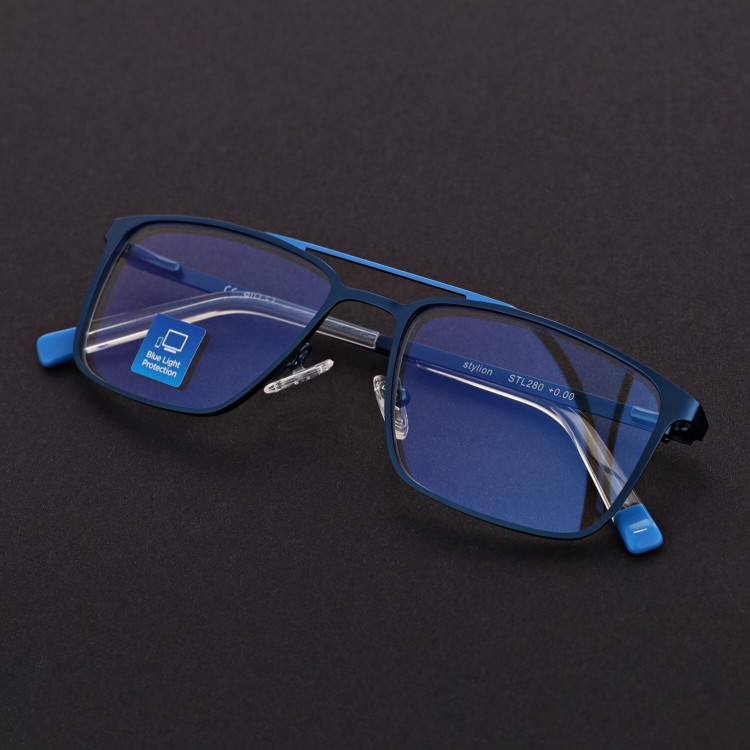 Męskie okulary PREMIUM +0.75 do czytania i komputera Blue Light+Antyrefleks STL280 niebieskie