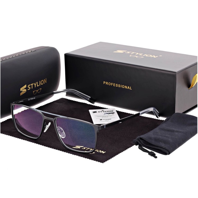 Męskie fotochromowe okulary do czytania z antyrefleksem oprawki korekcyjne z akcesoriami STF380 full.jpg