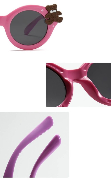 Dziecięce 3-6 lat gumowe okulary przeciwsłoneczne polaryzacyjne POL-JR-68B różowe