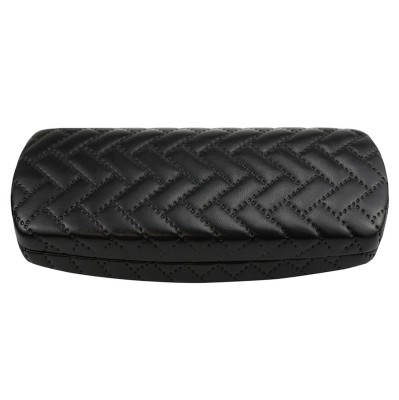 Czarne Pikowane Etui na okulary wzór JODEŁKA ekoskóra STHC-99