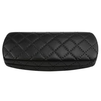 Czarne Pikowane Etui na okulary wzór KRATA ekoskóra STHC-99A