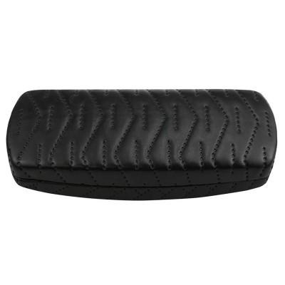 Czarne Pikowane Etui na okulary wzór ZYGZAK ekoskóra STHC-99B