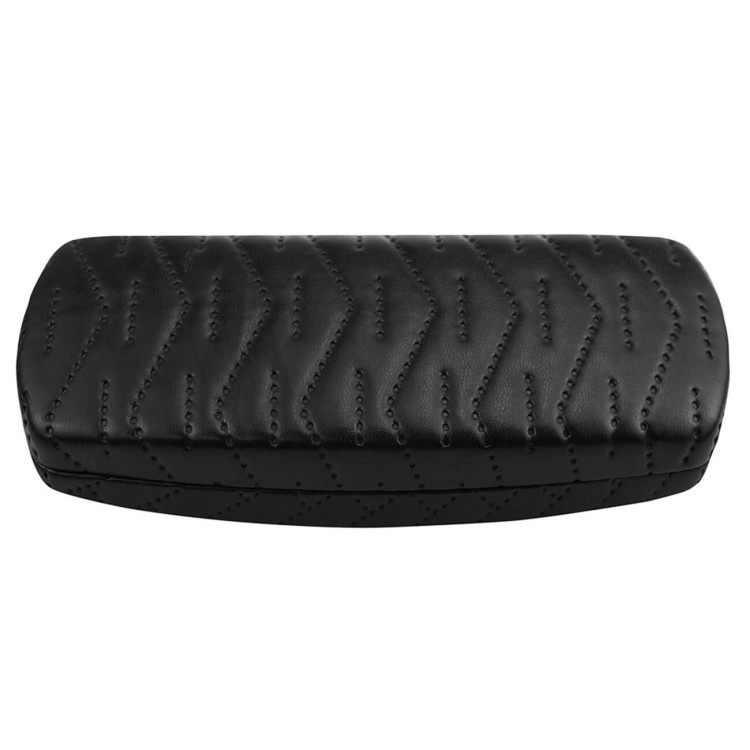 Czarne Pikowane Etui na okulary wzór zygzak z ekoskóry STHC-99B.jpg