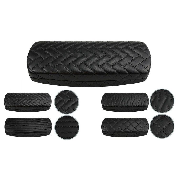 Czarne Pikowane Etui na okulary wzór PASY ekoskóra STHC-99C