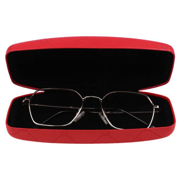 Czerwone etui na okulary w kratę STHC-97B