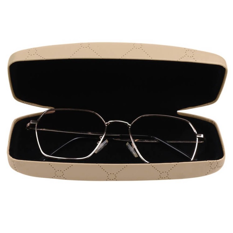Beżowe etui na okulary w kratę STHC-97C