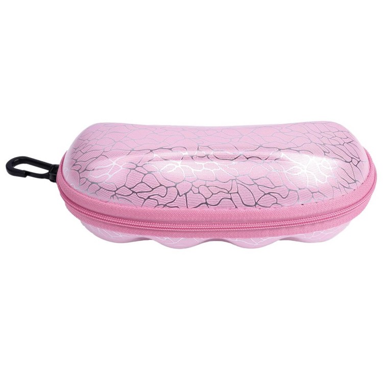 Różowe etui okularowe futerał na zamek z karabińczykiem ETC-96B