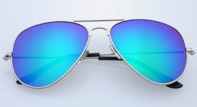 Okulary Pilotki srebrno niebieskie aviator przeciwsłoneczne 2163b