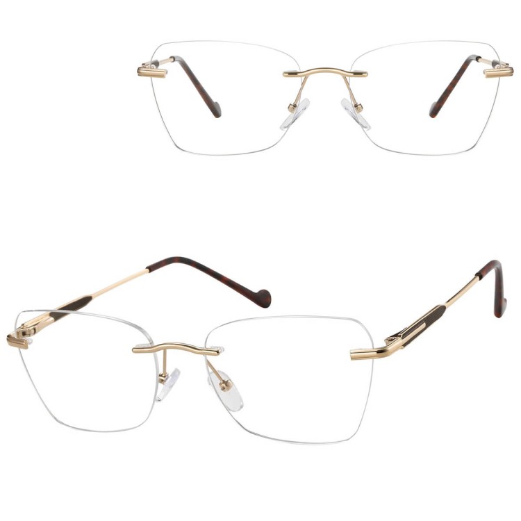 Bezramkowe oprawki korekcyjne okulary zerówki patentki na teleskopach 871A złoty/brązowy