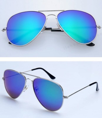 Okulary Pilotki srebrno niebieskie aviator przeciwsłoneczne 2163b