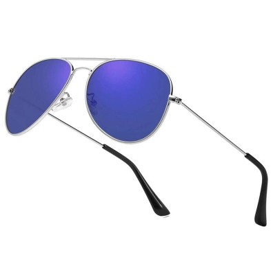 Okulary Pilotki srebrno niebieskie aviator przeciwsłoneczne 2163c