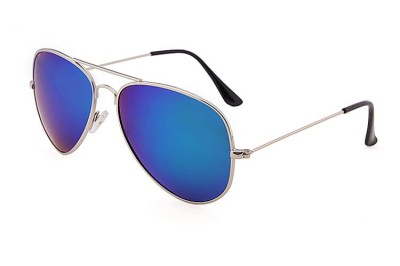 Okulary Pilotki srebrno niebieskie aviator przeciwsłoneczne 2163c