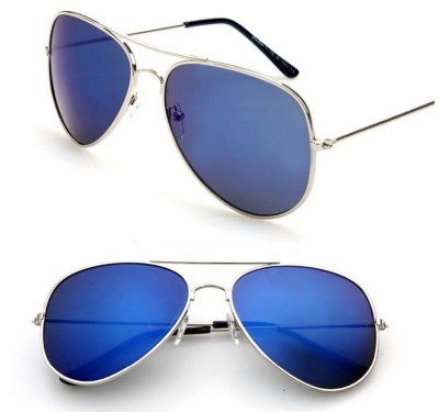 Okulary Pilotki srebrno niebieskie aviator przeciwsłoneczne 2163c