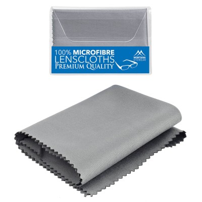 Ściereczka pakowana w etui w wersji premium z mikrofibry do okularów 220g - szara 18x15