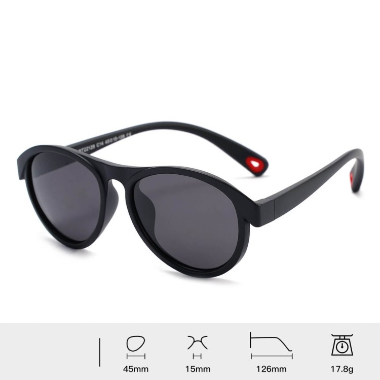 Dziecięce 3-6 lat gumowe okulary przeciwsłoneczne polaryzacyjne z gumką POL-JR-71B czarne