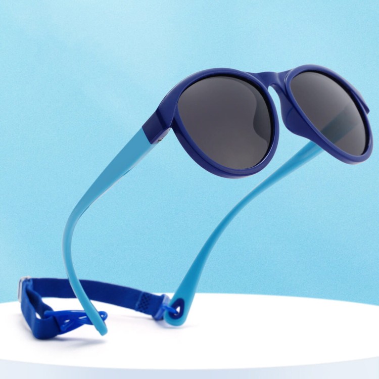 Dziecięce 3-6 lat gumowe okulary przeciwsłoneczne polaryzacyjne z gumką POL-JR-71C biały/oliwka