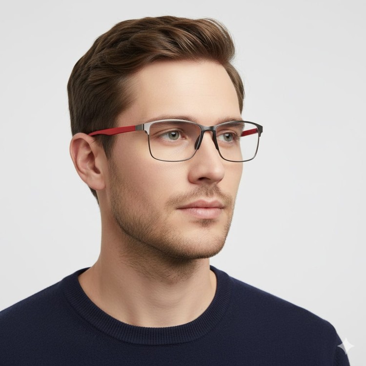 Plusy +1.00 Męskie okulary do czytania korekcyjne ST337 grafit/czerwony