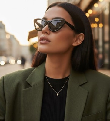 Okulary Kocie Oczy przeciwsłoneczne damskie czarne F-293