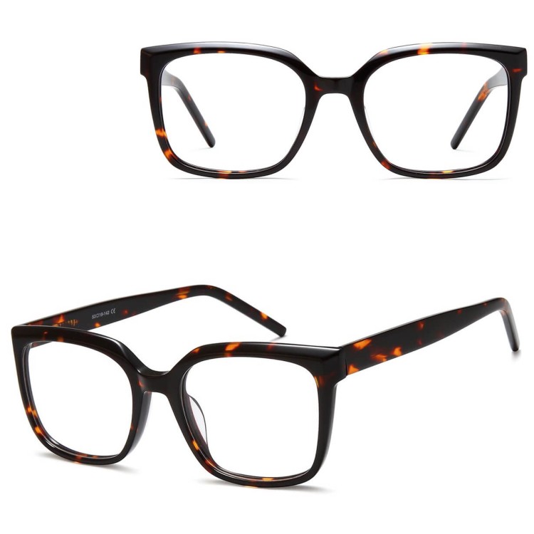 Damskie okulary acetatowe oprawki korekcyjne zerówki kwadratowe AC379B panterka