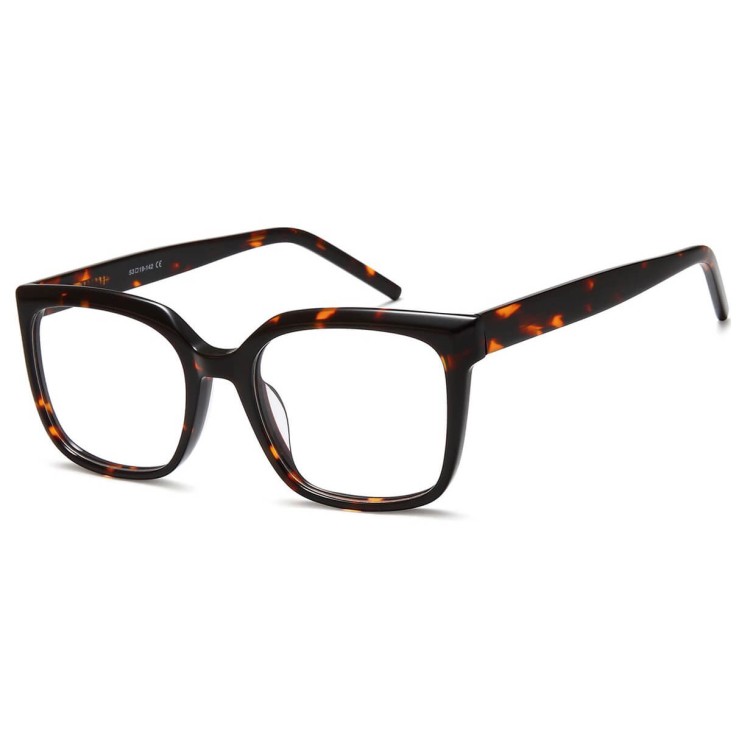 Damskie okulary acetatowe oprawki korekcyjne zerówki kwadratowe AC379B panterka