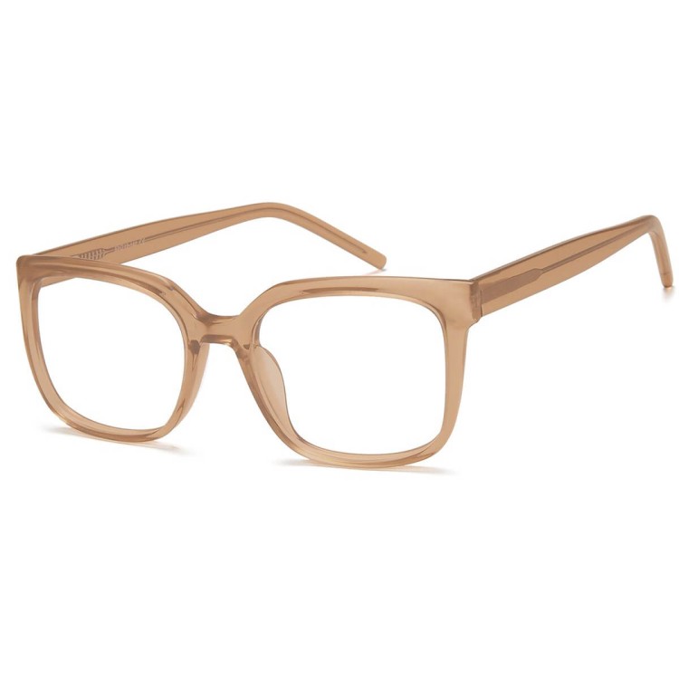 Damskie okulary acetatowe oprawki korekcyjne zerówki kwadratowe AC379E brązowy transparentny