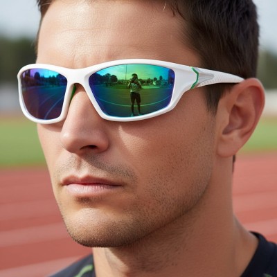 Białe sportowe okulary przeciwsłoneczne z polaryzacją SPD193L