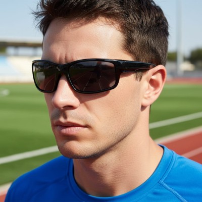 Męskie sportowe okulary przeciwsłoneczne czarne z polaryzacją SPD186