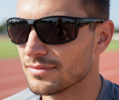 Męskie sportowe okulary przeciwsłoneczne czarne z polaryzacją SPD190A