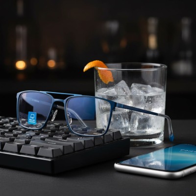 Męskie okulary PREMIUM +1.25 do czytania i komputera Blue Light+Antyrefleks STL280 niebieskie