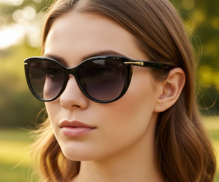 Damskie Kocie okulary przeciwsłoneczne czarne z polaryzacją POL-560