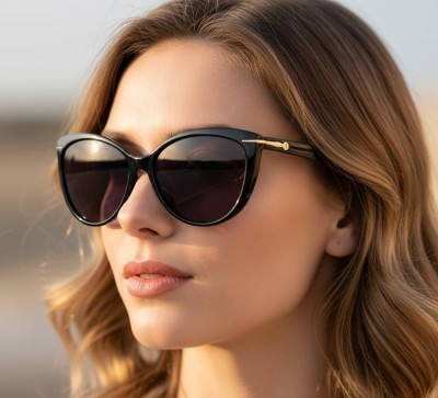 Damskie Kocie okulary przeciwsłoneczne czarne z polaryzacją POL-560