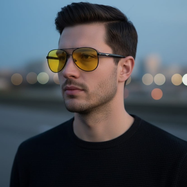 Rozjaśniające okulary pilotki do jazdy nocą polaryzacyjne EST-606Y-1 Estillo