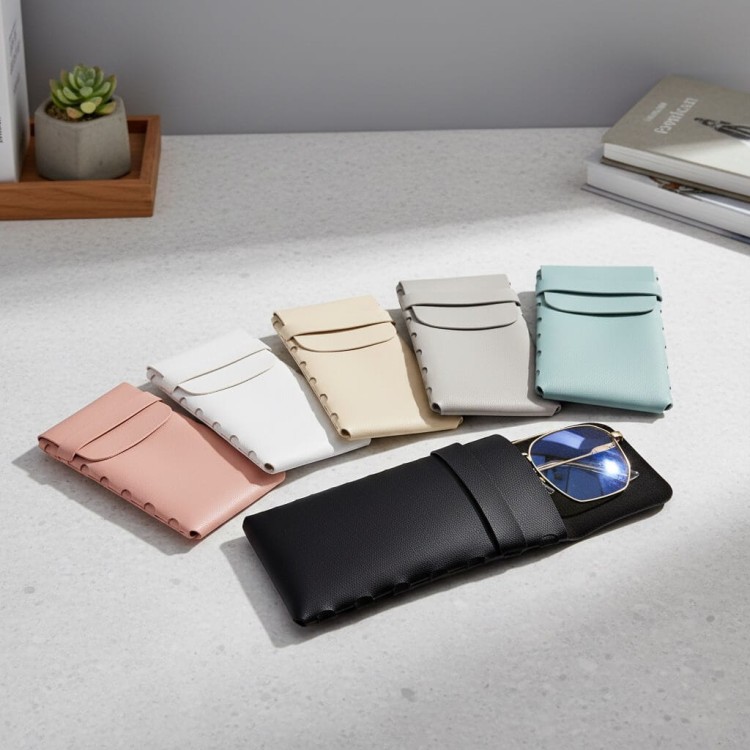 Pokrowiec na okulary zamykany na klapkę ET-135C biały