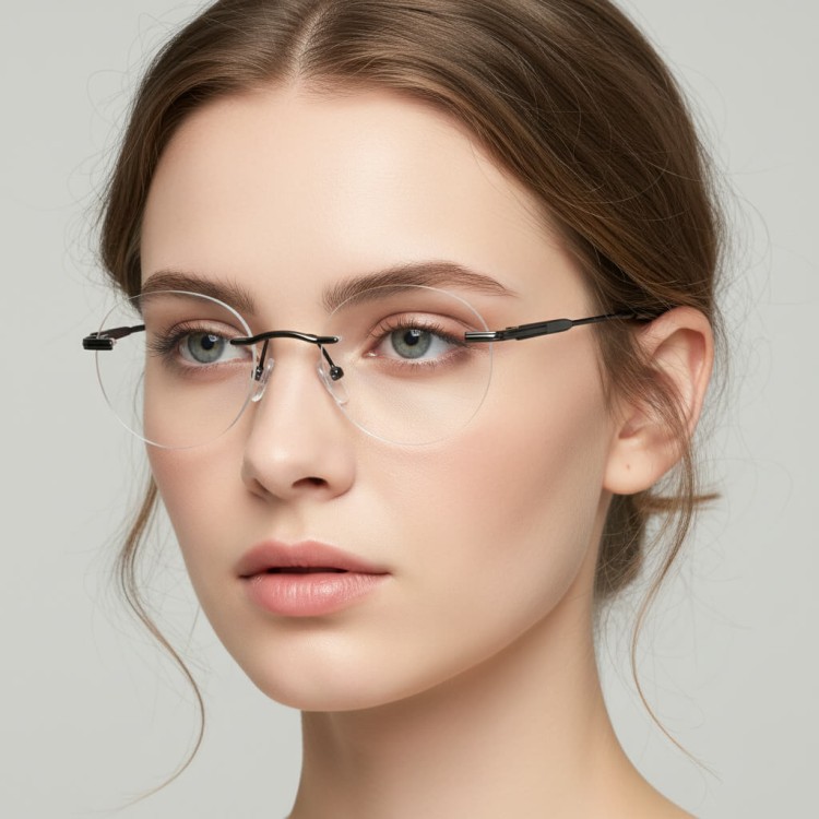 Bezramkowe oprawki korekcyjne okulary zerówki patentki na teleskopach 870B srebrny/czarny