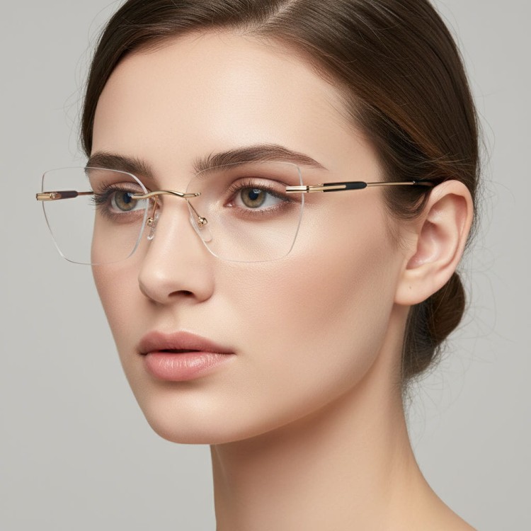 Bezramkowe oprawki korekcyjne okulary zerówki patentki na teleskopach 872B srebrny/czarny