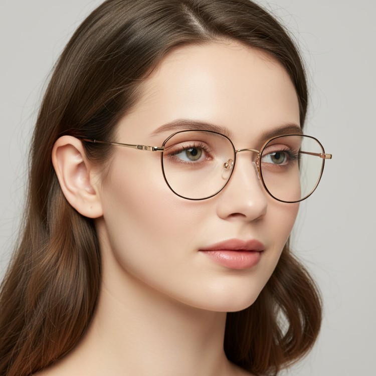 Oprawki korekcyjne panto okulary zerówki 904C granatowy/złoty