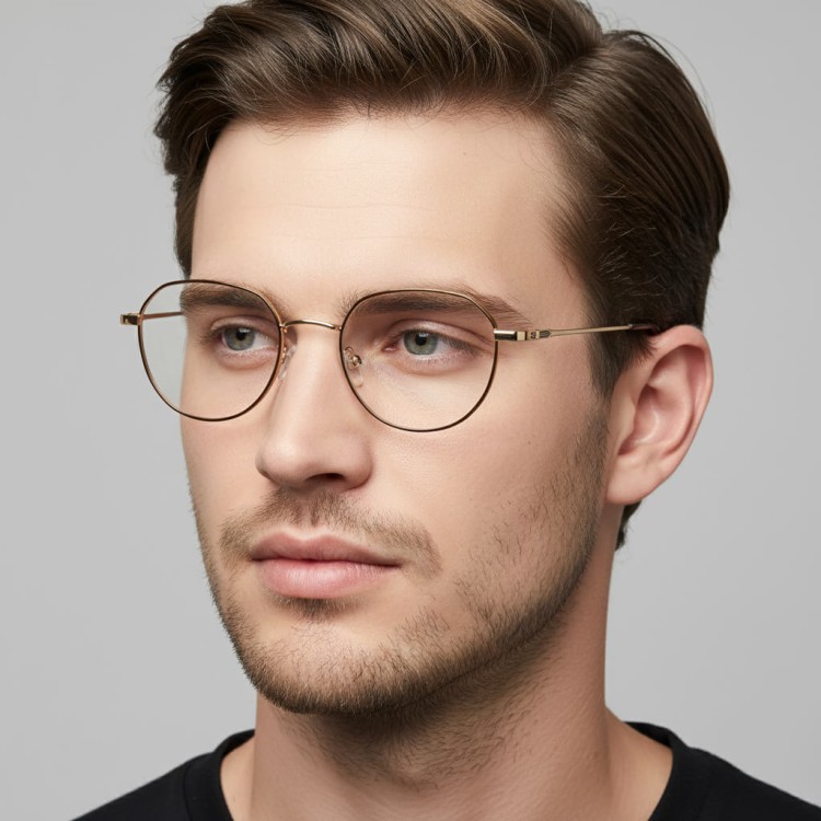 Oprawki korekcyjne panto okulary zerówki 904C granatowy/złoty