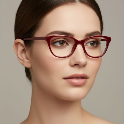 Damskie okulary acetatowe oprawki korekcyjne zerówki kocie AC394E bordowy