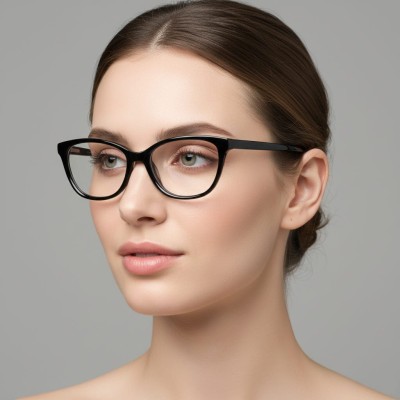 Damskie okulary acetatowe oprawki korekcyjne zerówki kocie AC394 czarne