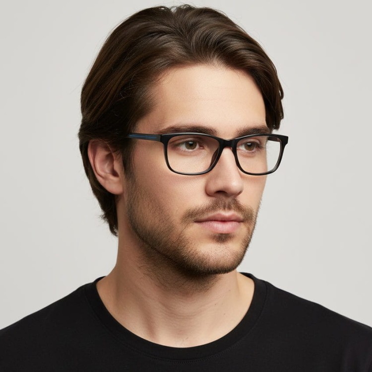 Okulary zerówki acetatowe oprawki korekcyjne prostokątne AC399A czarne