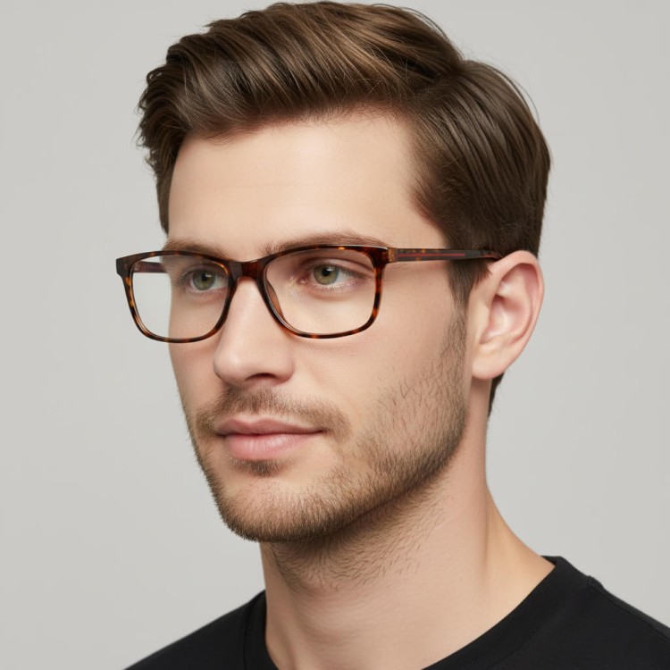 Okulary zerówki acetatowe oprawki korekcyjne prostokątne AC399C panterka/szylkret