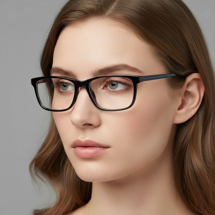 Okulary zerówki acetatowe oprawki korekcyjne prostokątne AC399D granatowe