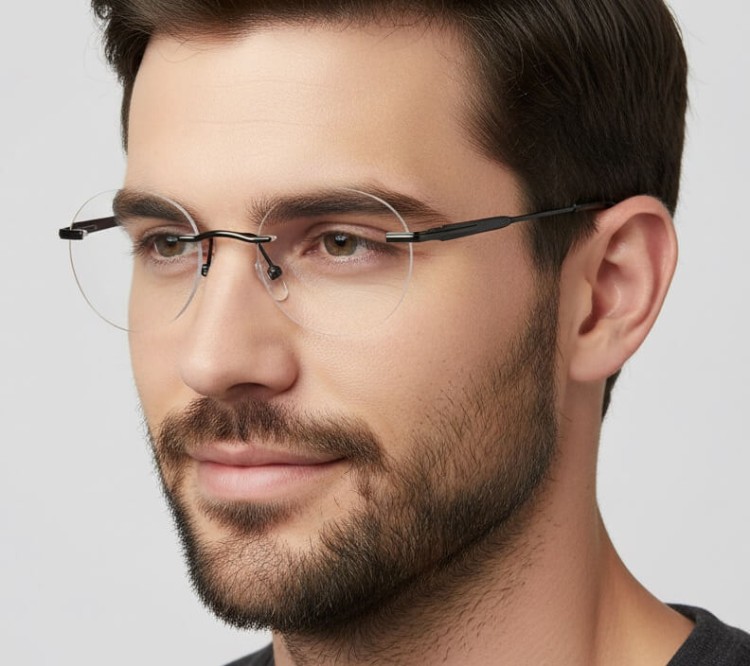 Bezramkowe oprawki korekcyjne okulary zerówki patentki na teleskopach 870B srebrny/czarny